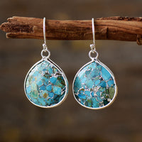 'Yibirmanha' Turquoise Silver Drop Earrings - ALLORA JADE