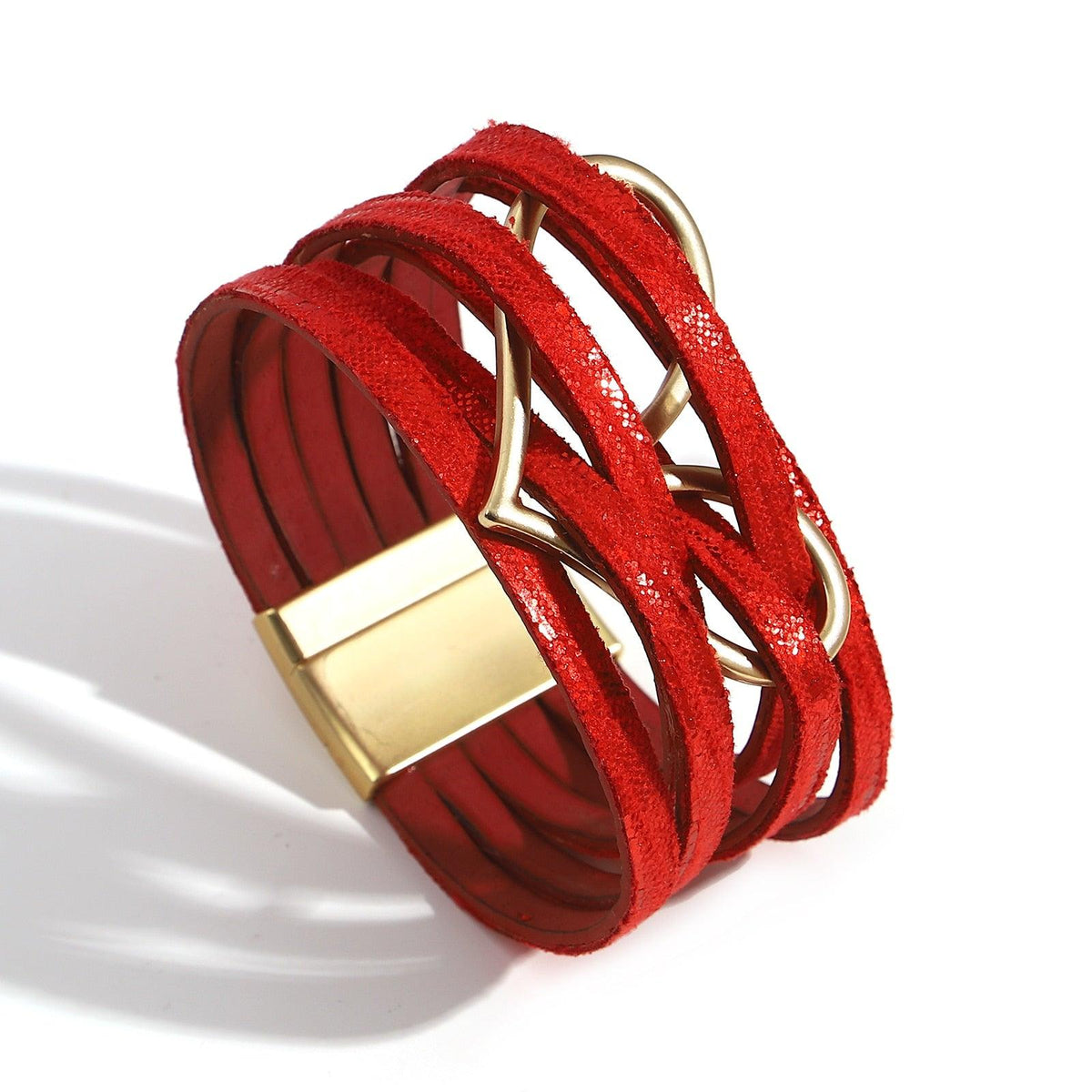 'Big Heart' Charm Cuff Bracelet - red - Womens Bracelets - Allora Jade