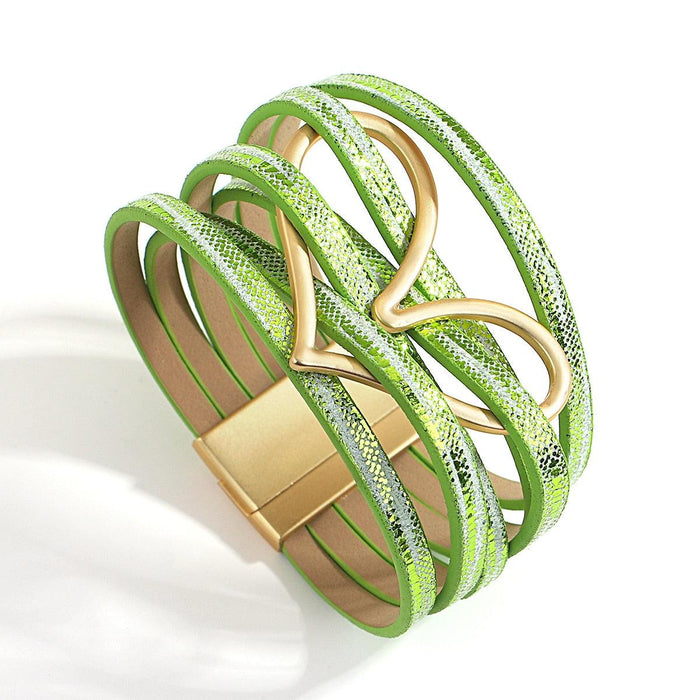'Big Heart' Charm Cuff Bracelet - green - Womens Bracelets - Allora Jade