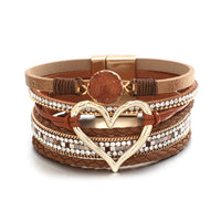 'Dalgu' Heart Charm Cuff Bracelet - brown | Allora Jade