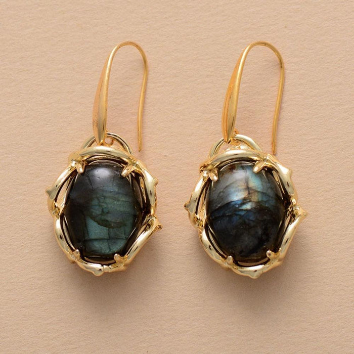 'Magarra' Labradorite Drop Earrings - Womens Earrings Crystal Earrings - Allora Jade