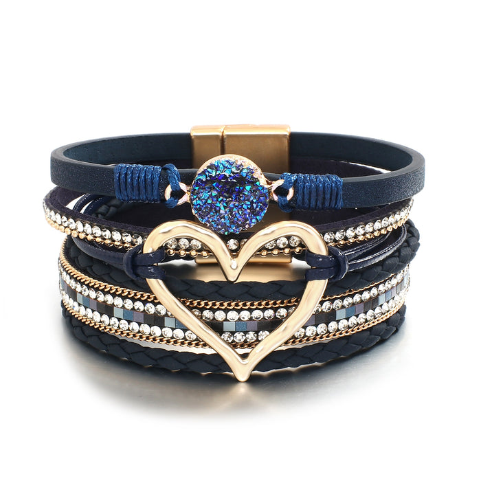 'Dalgu' Heart Charm Cuff Bracelet - blue | Allora Jade