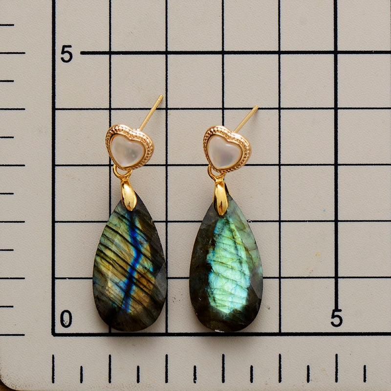 'Heart Drops' Amazonite Earrings - Womens Earrings Crystal Earrings - Allora Jade
