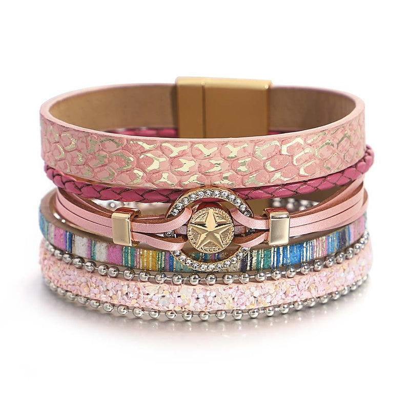 'Star' Charm Cuff Bracelet - pink | ALLORA JADE