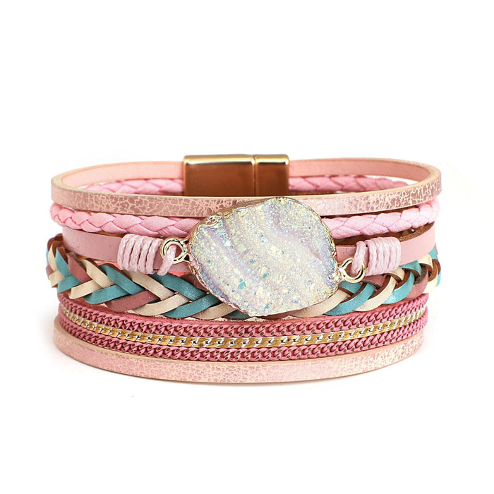 'Birralee' Charm Cuff Bracelet - pink - Womens Bracelets - Allora Jade