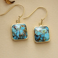 'Wiinya' Square Turquoise Drop Earrings - Allora Jade