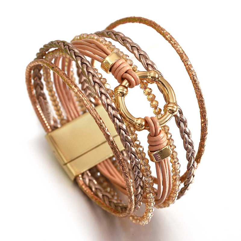 'Orana' Charm and Beads Cuff Bracelet - rose gold | ALLORA JADE