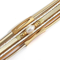 'Pearl' Charm & Rhinestones Cuff Bracelet | ALLORA JADE