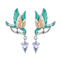 'Kingfisher' Sterling Silver and CZ Stud Earrings - Allora Jade