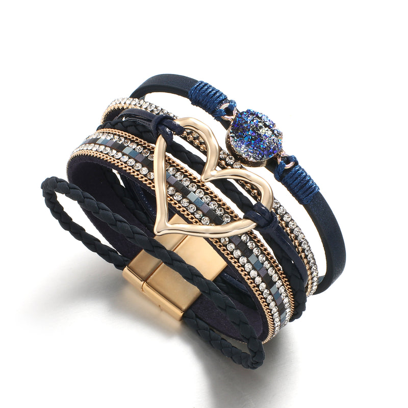 'Dalgu' Heart Charm Cuff Bracelet - blue | Allora Jade