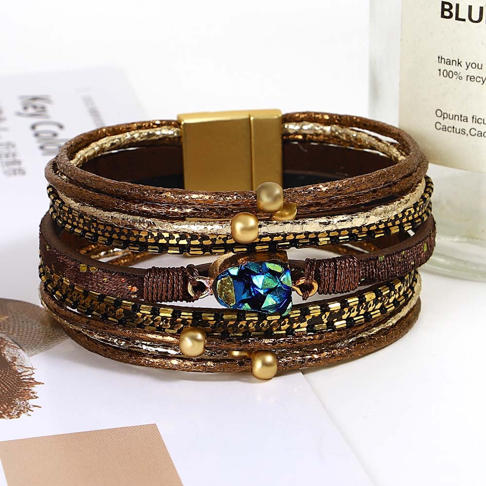 'Sky' Blue Resin Charm Cuff Bracelet - gold | ALLORA JADE