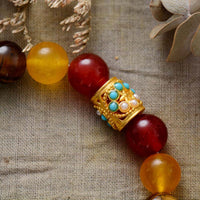 'Chakra Beads' and Jasper Heart Charm Stretchy Bracelet - ALLORA JADE