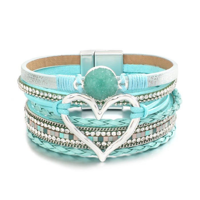 'Dalgu' Heart Charm Cuff Bracelet - mint | Allora Jade