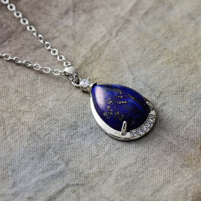 'Yuwin' Lapis Lazuli and Rhinestones Necklace - Allora Jade