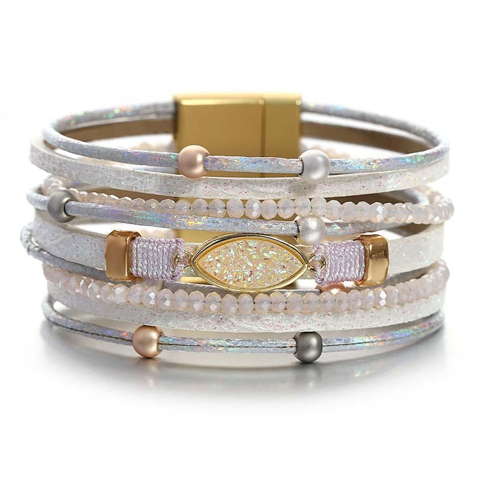 'Talei' Charm and Beads Cuff Bracelet - white - Womens Bracelets - Allora Jade