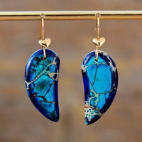'Blue Heart' Jasper Drop Earrings - Womens Earrings Crystal Earrings - Allora Jade