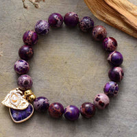 Hearts of Charm Jasper Stretchy Bracelet - purple - Womens Bracelets Crystal Bracelet - Allora Jade