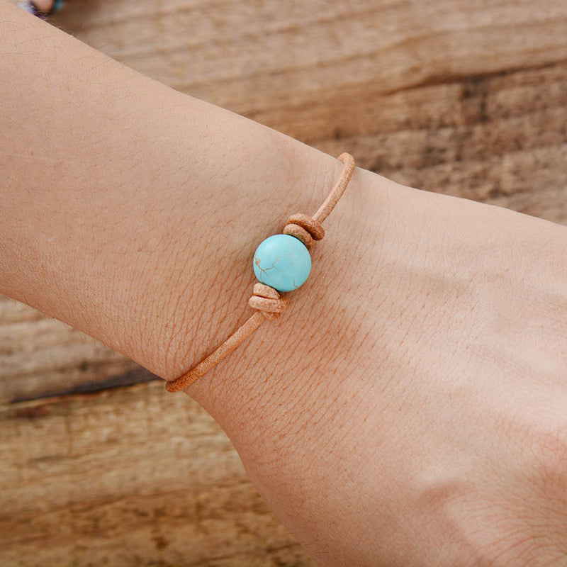 'Dhandaa' Turquoise and Leather Bracelet ALLORA JADE