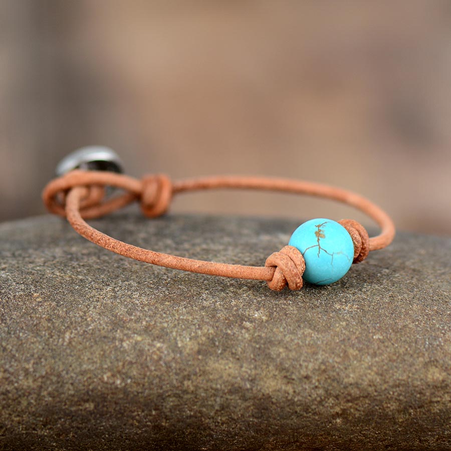 'Dhandaa' Turquoise and Leather Bracelet ALLORA JADE