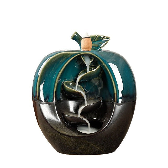 'Apple' Handmade Ceramic Backflow Incense Holder Burner - Allora Jade