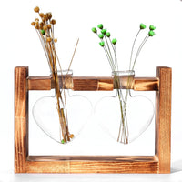 'Heart' Glass and Wood 2 Pot Hanging Vase - Allora Jade