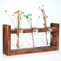 'Heart' Glass and Wood 3 Pot Hanging Vase - Allora Jade