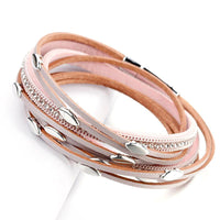 'Tahnee' Charms & Crystals Wrap Bracelet - pink - Womens Bracelets - Allora Jade