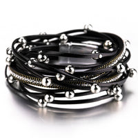 'Dhindha' Rhinestones & Beads Wrap Bracelet - black