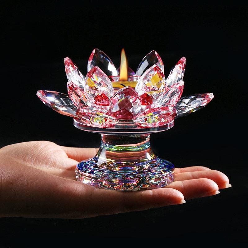 'Green Lotus' Flower Glass Candle Holder - Decor Ornaments - Allora Jade