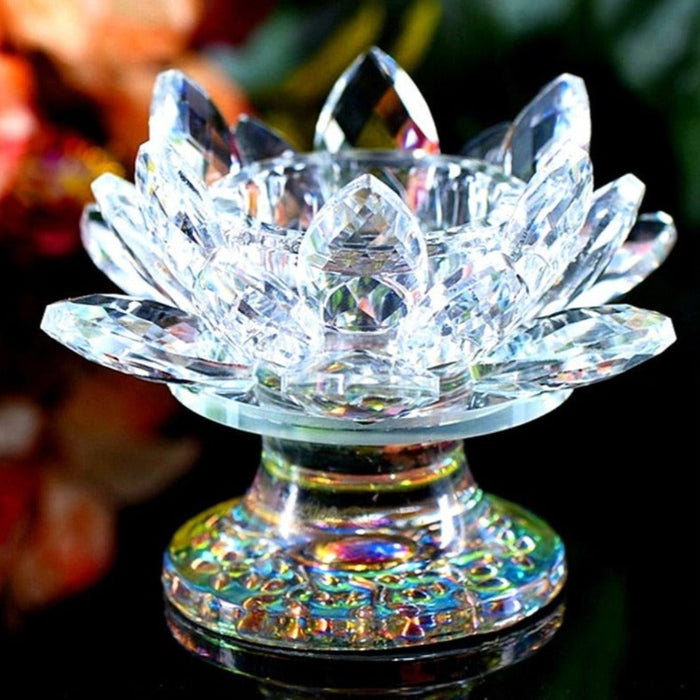 'Clear Lotus' Flower Glass Candle Holder - Allora Jade