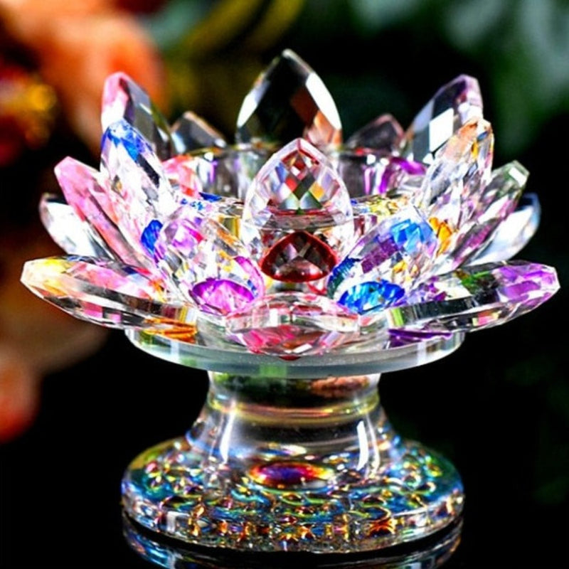 'Colourful Lotus' Flower Glass Candle Holder - Allora Jade