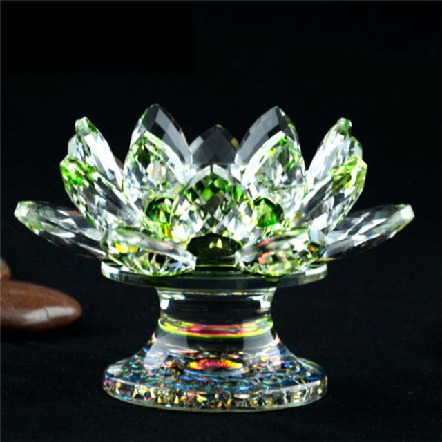 'Green Lotus' Flower Glass Candle Holder - Allora Jade