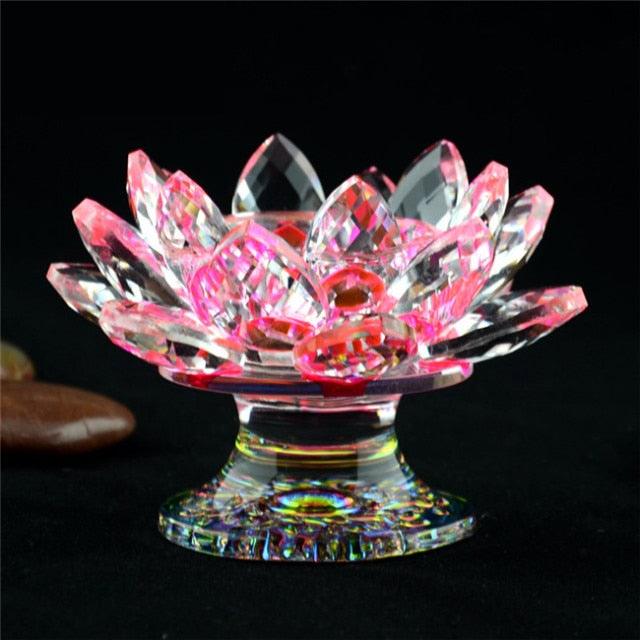 'Pink Lotus' Flower Glass Candle Holder - Decor Ornaments - Allora Jade