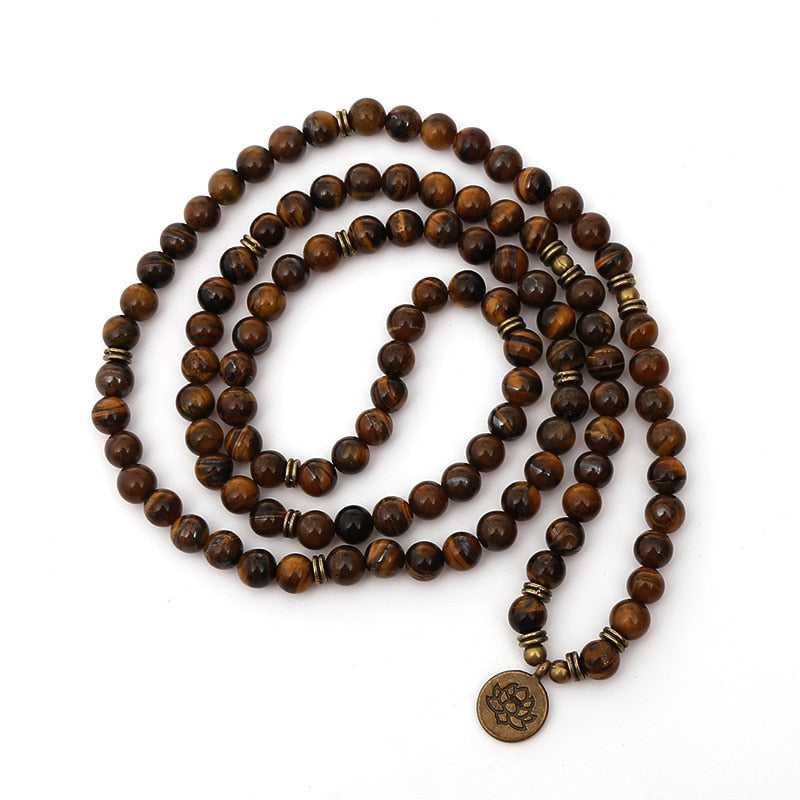 '108 Beads' Tiger's Eye Mala Necklace or Bracelet - Allora Jade