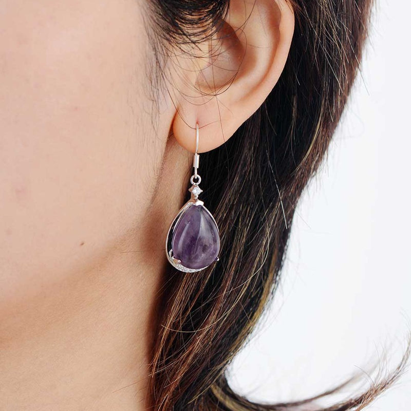 Women's 'Yuwin' Amethyst and Rhinestones Crystal Drop Earrings - Allora Jade