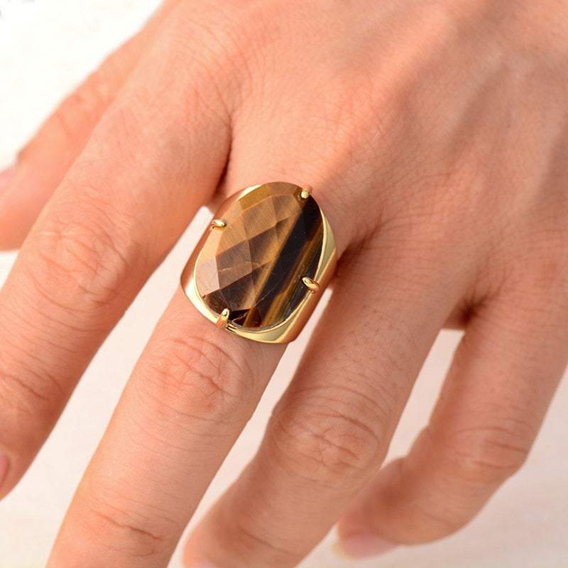 Natural Tiger's Eye Statement Ring - Allora Jade