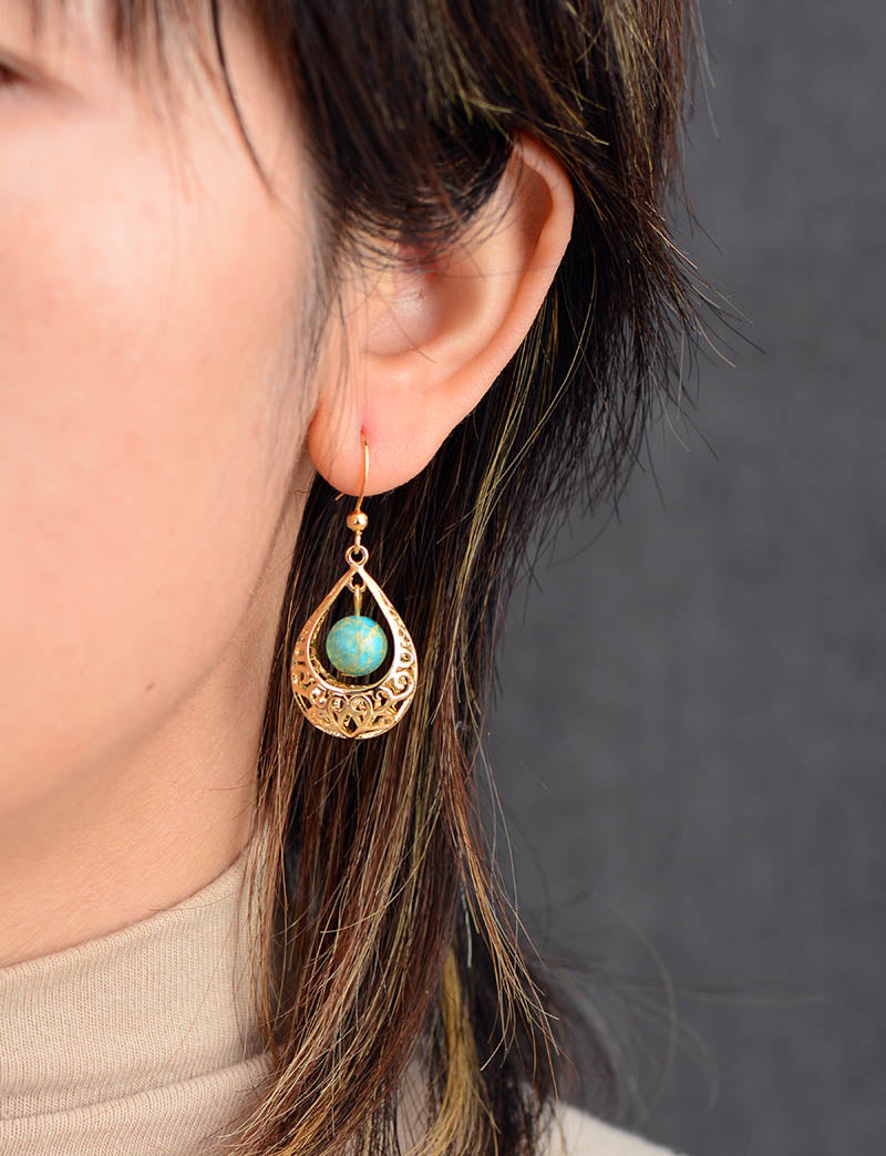 Women's Bohemian 'Giragun' Natural Blue Jasper Drop Earrings - Allora Jade