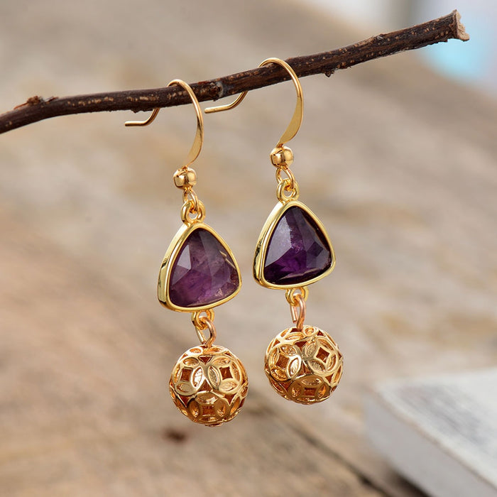 Women's 'Mirri' Natural Amethyst Gemstone Dangle Drop Earrings - Allora Jade