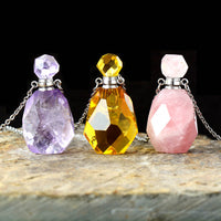 'Gamarra' Natural Crystal Essential Oil Diffuser Bottle Pendant Necklace 6 variations - Allora Jade