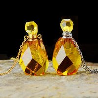 'Gamarra' Natural Yellow Quartz Crystal Essential Oil Diffuser Bottle Pendant Necklace - Allora Jade