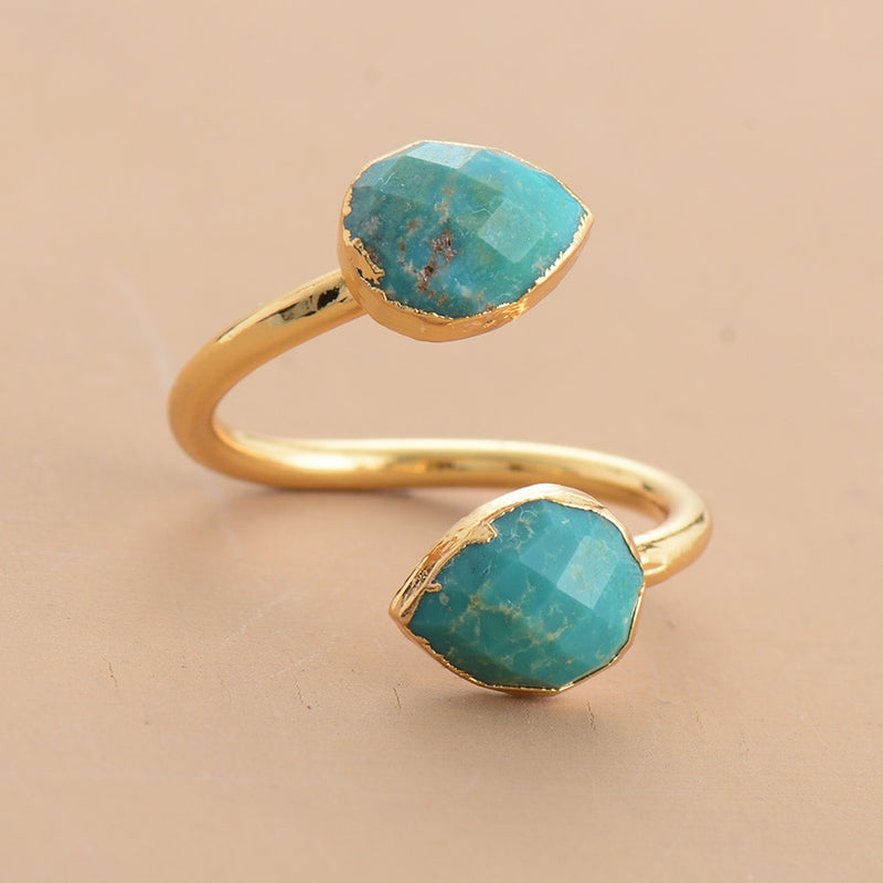 Turquoise Drops Women's Gemstone Ring - Allora Jade