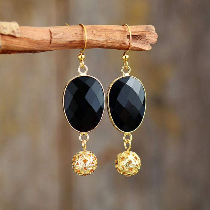 Women's 'Mirri' Black Onyx Dangle Drop Earrings - Allora Jade