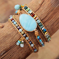 Natural Amazonite and Beads Wrap Bracelet ALLORA JADE