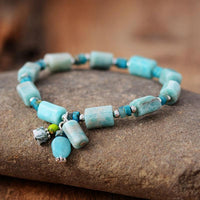 Bohemian Amazonite and Blue Jasper Beaded Stretchy Bracelet | Allora Jade