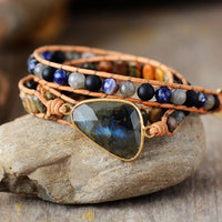 Bohemian Jasper, Agate and Labradorite Charm Wrap Bracelet - Allora Jade