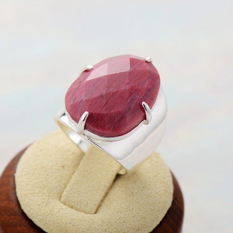 Women's Natural Rhodonite Statement Ring - Allora Jade