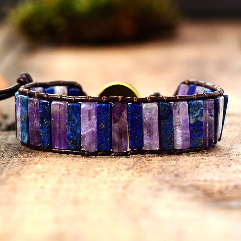 Lapis Lazuli and Amethyst Cuff Bracelet |Allora Jade