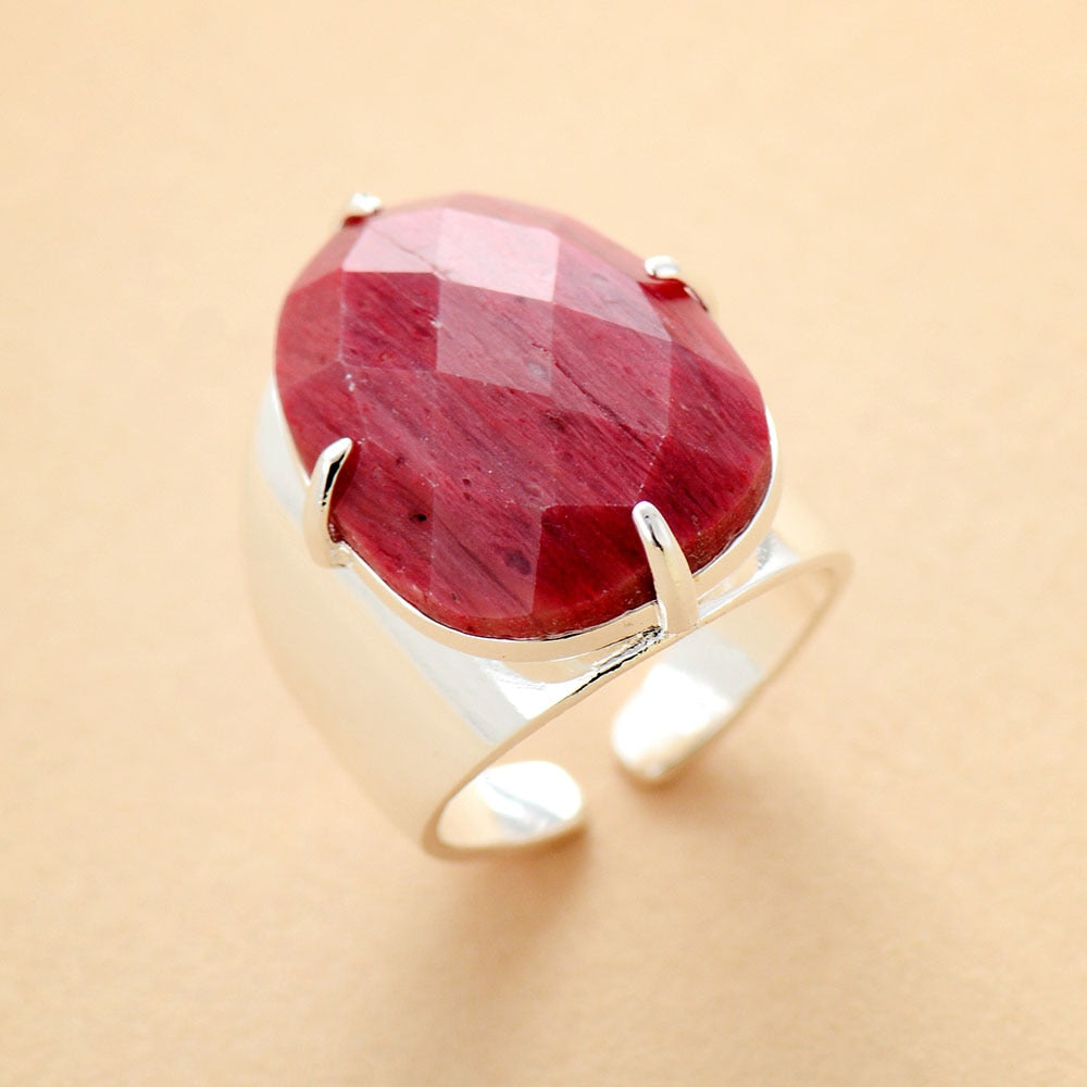 Women's Natural Rhodonite Statement Ring - Allora Jade
