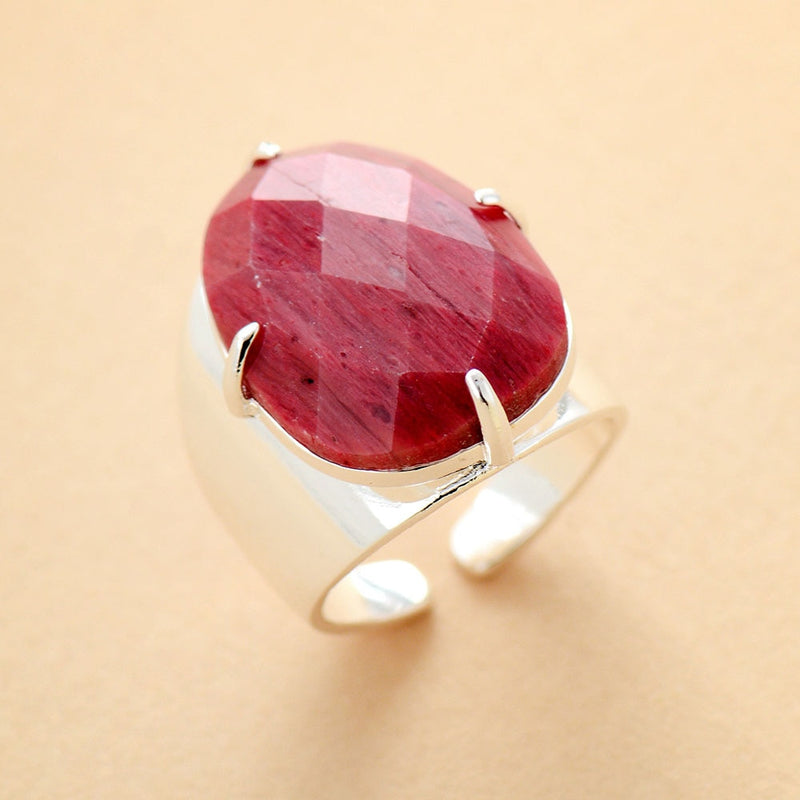 Women's Natural Rhodonite Statement Ring - Allora Jade