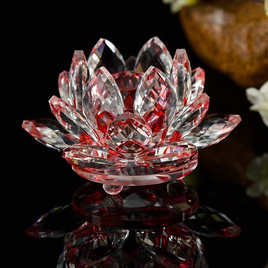 'Red Lotus' Flower Glass Ornament - Allora Jade
